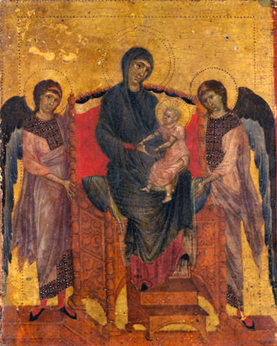 virgin and child enthroned with two angels by Giovanni Cimabue